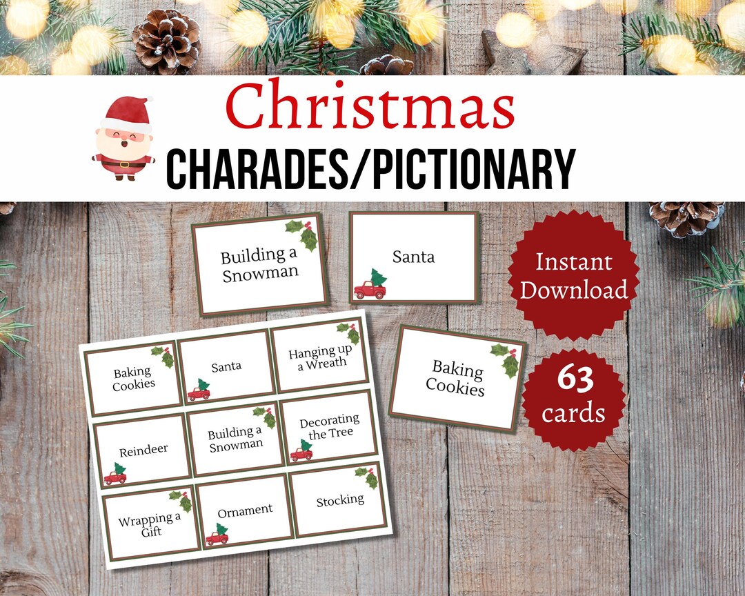 Christmas Charades Cards, Printable Holiday Party Game for All Ages ...