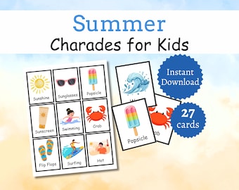 Summer Charades for Kids, Printable Summer Game