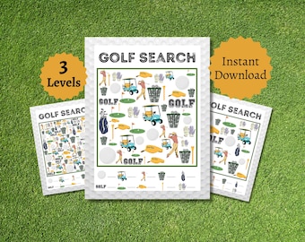 Golf Search Activity for Kids, Printable Golf Party Game, Golf Themed Birthday Party Idea, Includes Answer Key