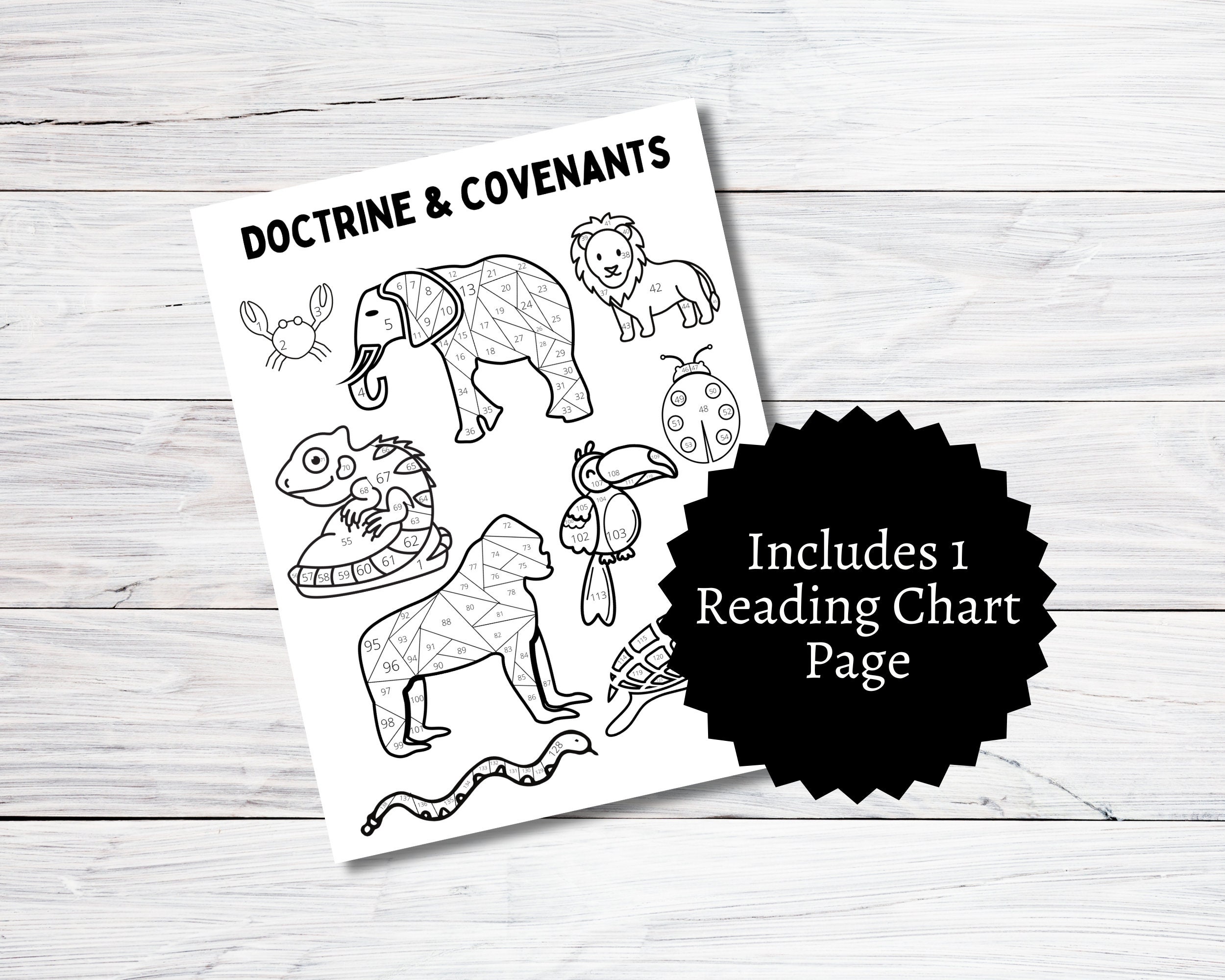 Doctrine and Covenants Reading Chart for Kids, Color by Number