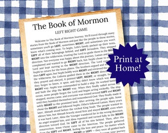 Book of Mormon Pass Left or Right Game, Printable LDS Party Game for Kids and Teens