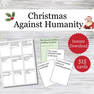 Jeu de cartes Noël contre l'humanité, jeu de fête de Noël familial pour enfants et adultes, activité de vacances de groupe d'ados amusante à imprimer