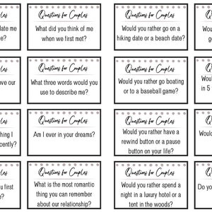 Questions for Couples Cards, Printable Conversation Starters, Easy Date ...