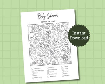 Baby Shower Search and Find Game, Printable Baby Shower Party Game for Kids and Adults