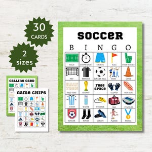 Soccer Bingo Cards, Printable Soccer Party Game for Kids, Teens, and Adults, Sports Activity for Groups, Full and Half Pages