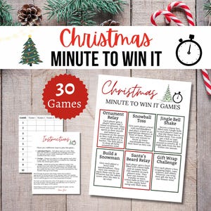Christmas Minute to Win It Game, Printable Holiday Party Games for Kids, Teens, and Adults, Easy December Family Activity