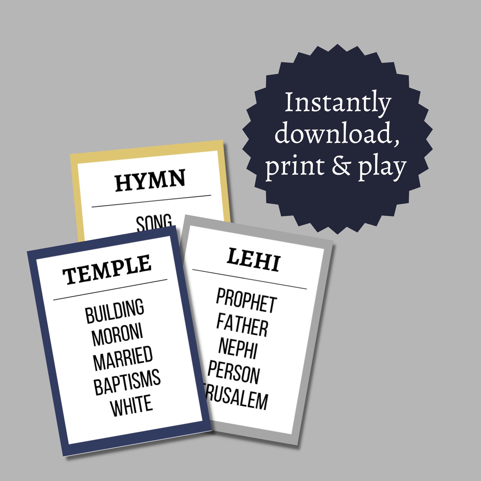 LDS Taboo Game LDS Games Book of Mormon Games LDS - Etsy