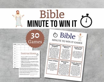 Bible Minute To Win It Games, Printable Bible Games, Bible Party Games