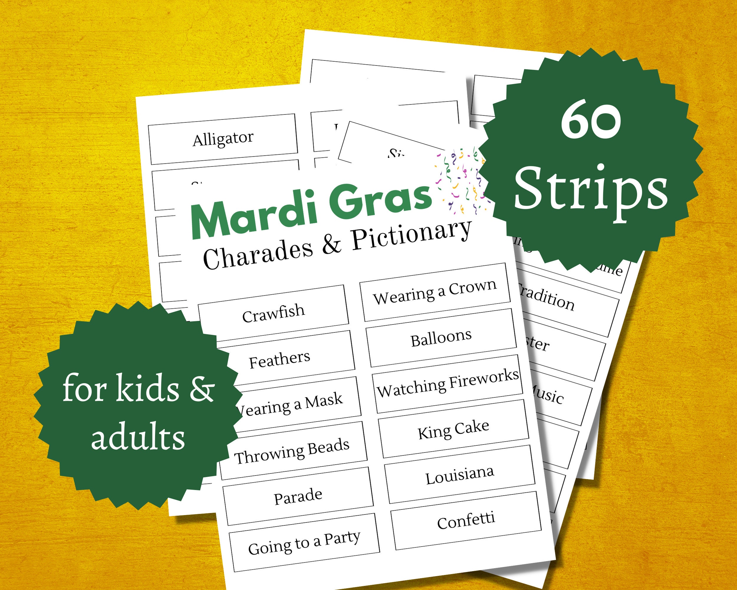 mardi gras pictionary words