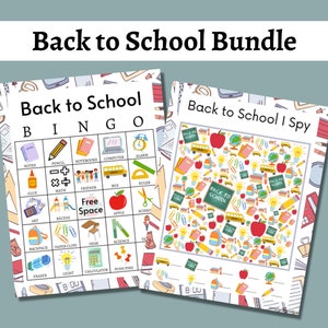 Back to School Games, Printable Classroom Activities Bundle, Bingo and I Spy Pages