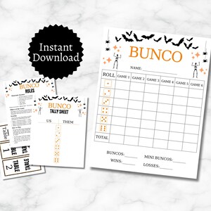 Halloween Bunco Cards Bundle, Oktoberpartyspiel für große Gruppen, Würfelaktivität für Kinder, Jugendliche und Erwachsene, enthält ganze und halbe Seiten