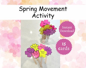 Spring Exercise Activity for Kids, Printable Movement Game