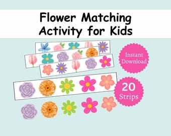 Blumen-Zuordnungsspiel für Kinder, druckbares Lernspiel für Kleinkinder
