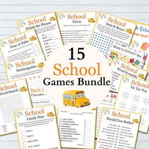Back to School Games, Printable Classroom Activities, School Party Games Bundle