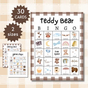 Bingokaarten teddybeer, afdrukbaar babyshowerspel, activiteit teddybeer verjaardagsfeestje