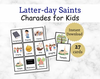 Latter-day Saints Charades for Kids, Printable LDS Game for Little Kids, Pictionary Cards with Pictures