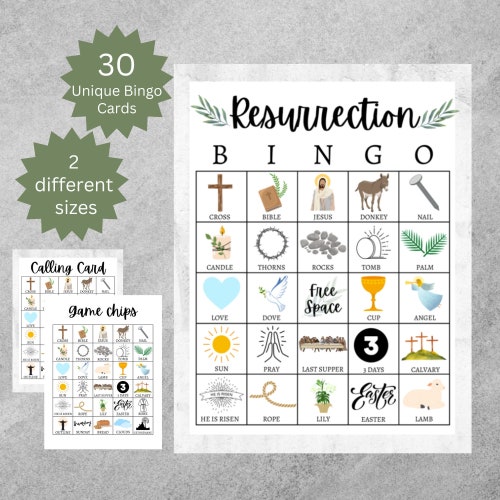 Resurrection Bingo Easter Bingo Bible Bingo Easter Games Etsy