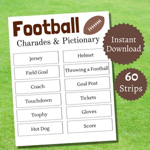 Voetbalcharades en pictionarykaarten, afdrukbaar voetbalfeestspel voor kinderen, tieners en volwassenen, leuke groepsactiviteit