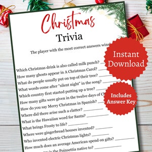 Christmas Trivia Game, Printable Christmas Trivia, Family Christmas ...