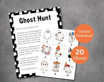 Caccia ai fantasmi per bambini, gioco stampabile per feste di Halloween