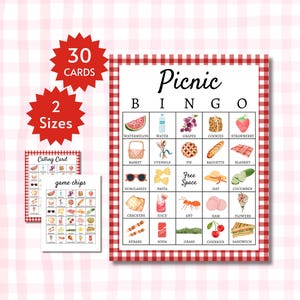 Tarjetas de bingo de picnic: juego imprimible para fiestas de verano para niños, adolescentes y adultos.