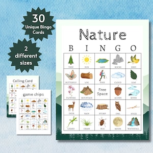 Cartes de bingo nature, activité de plein air imprimable, jeu de camping pour enfants, adolescents et adultes