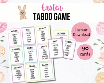 Easter Taboo Cards, Printable Easter Party Game, Easter Activity for Kids and Adults
