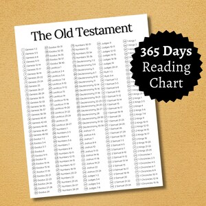 365 Days Old Testament Reading Chart, One Year Bible Reading Tracker, Printable Simple and Easy ...