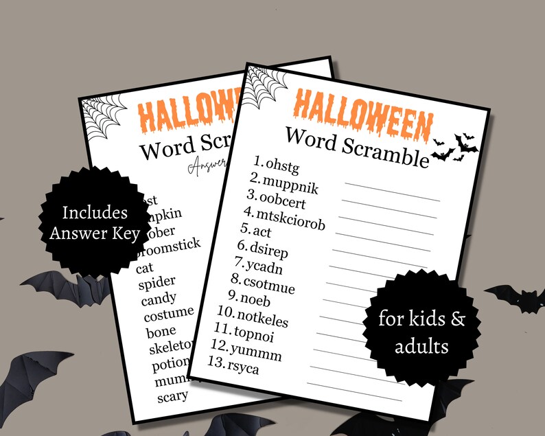 Halloween Word Scramble, Printable Halloween Party Game for Kids, Teens ...