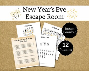 New Year's Eve Escape Room for Kids, Printable New Years Party Game, NYE Puzzle Activity