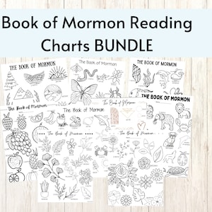 Bundle de grilles de lecture du Livre de Mormon, pages imprimables de suivi des Écritures LDS pour enfants, adolescents et adultes, jolies couleurs par chapitres