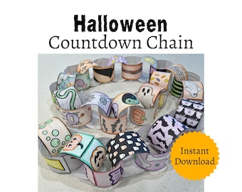 Halloween-Färbung Countdown-Kette, druckbare Halloween-Aktivität für Kinder