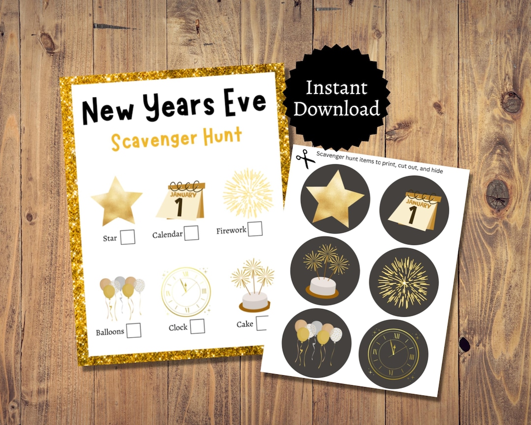 New Year's Eve Scavenger Hunt for Kids, Printable New Year Party Game ...