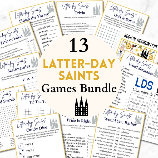 Latter Day Saints Games, LDS Party Games, Printable LDS Games