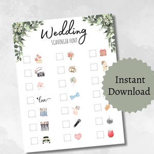 Wedding Scavenger Hunt for Kids, Printable Wedding Activity Page
