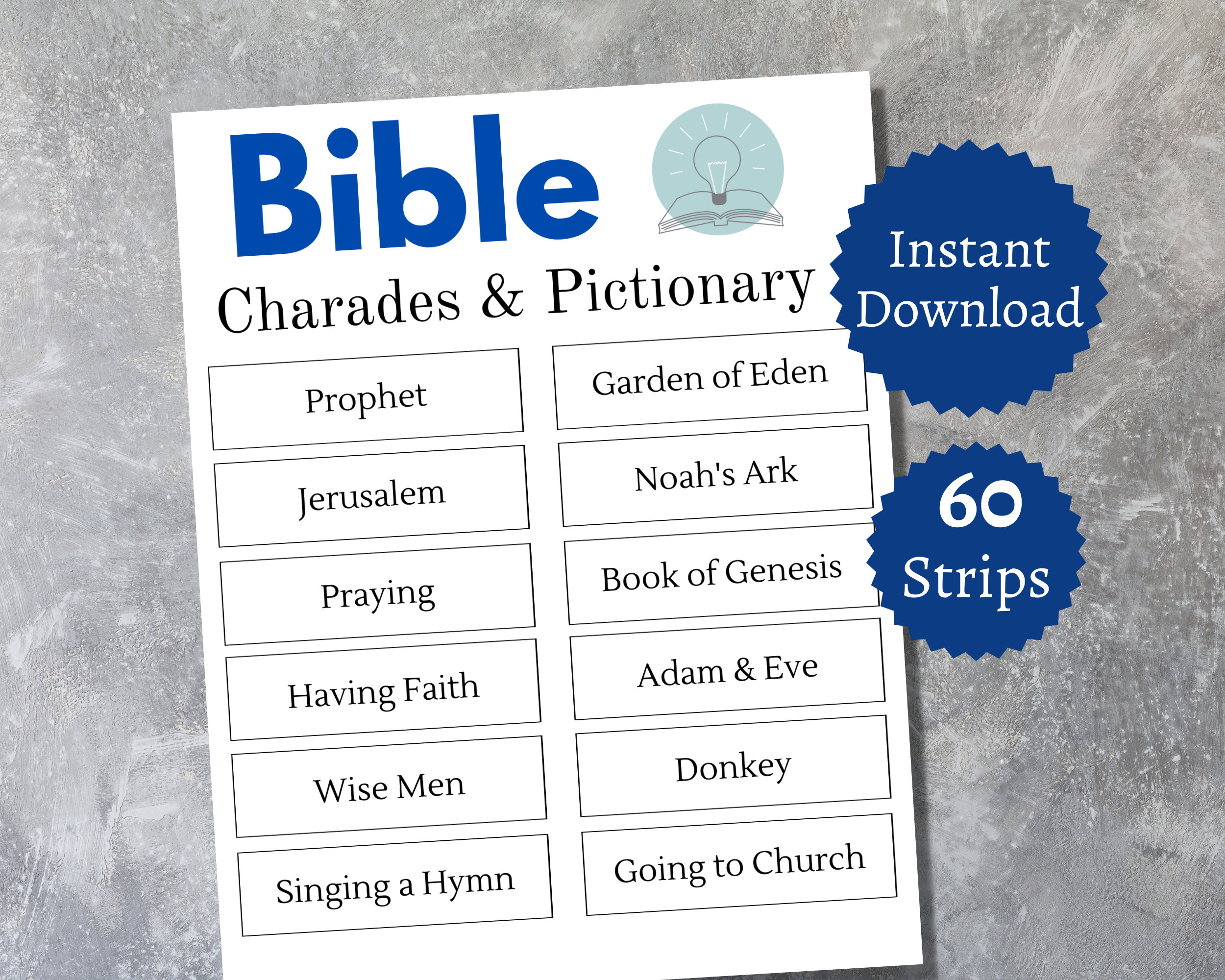 The Ultimate Bible Pictionary Game For Kids - 64 Cards