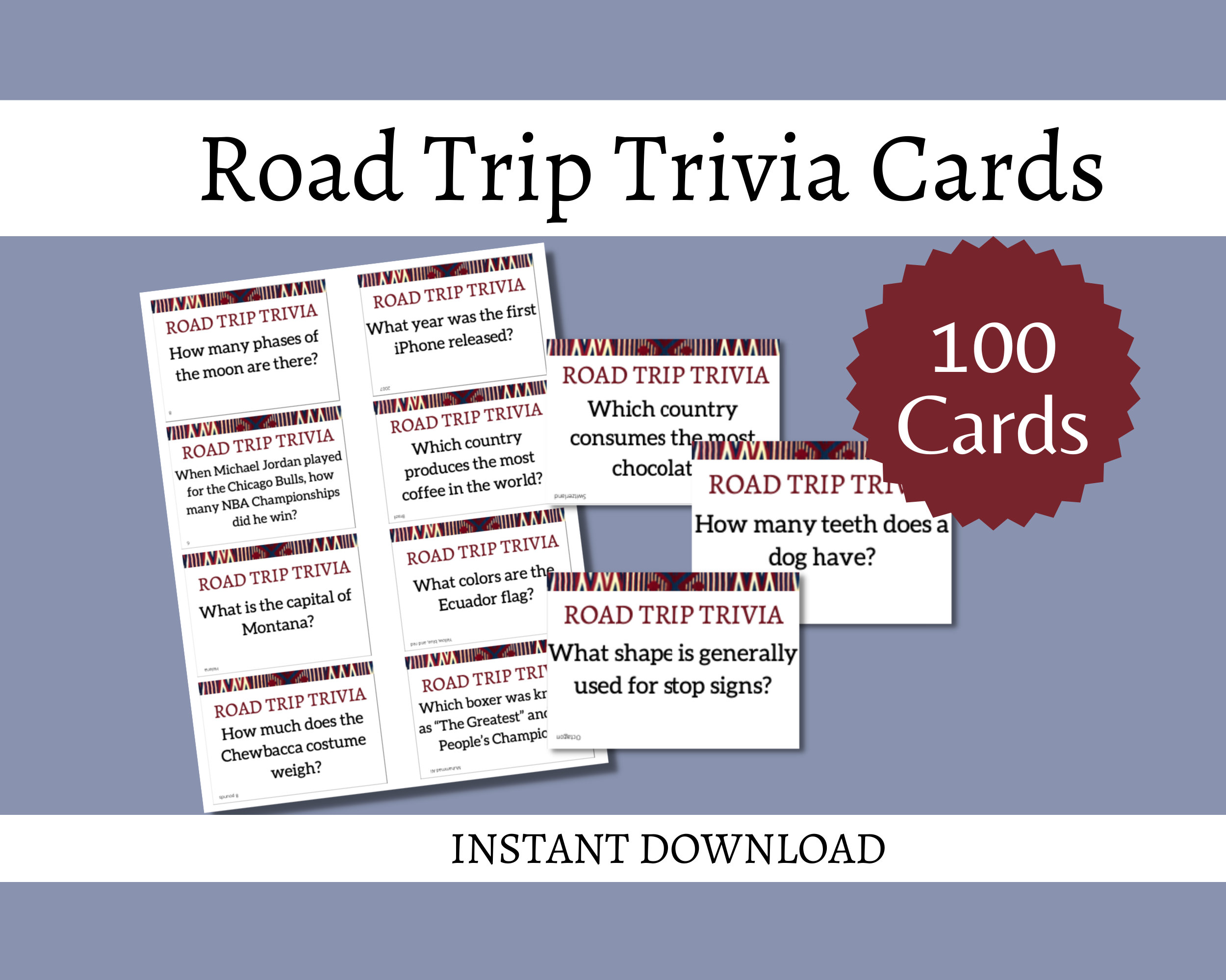 Printable Road Trip Trivia