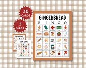 Gingerbread Bingo Cards, Printable Christmas Party Game, Holiday Activity for Kids, Teens, and Adults, Includes Full and Half Pages