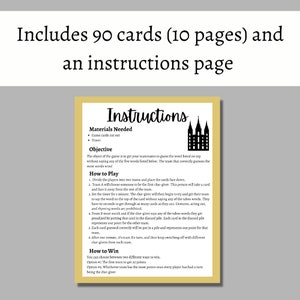 LDS Taboo Game, Printable Latter-day Saint Party Game for Kids, Teens ...