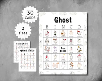 Ghost Bingo Cards, Halloween Party Game for Kids, Teens, and Adults, Printable Spooky Activity