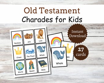 Old Testament Charades for Kids, Printable Bible Games, Pictionary Cards With Pictures