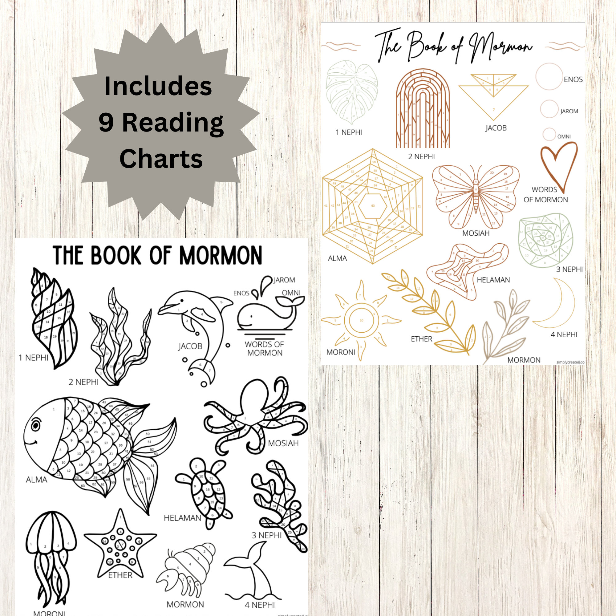 Book of Mormon Reading Charts Bundle, Printable LDS Scripture Study