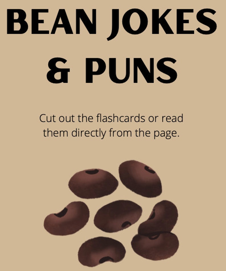 Bean Jokes, Bean Joke Cards, Printable Bean Games Etsy