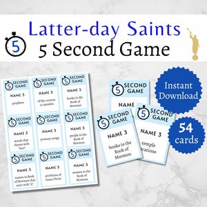 LDS Games, Latter Day Saint 5 Second Game, LDS Church Games for Kids, Book of Mormon Games