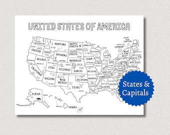 Vereinigten Staaten Malbuch, druckbare USA Lernaktivität, Amerika Lernführer