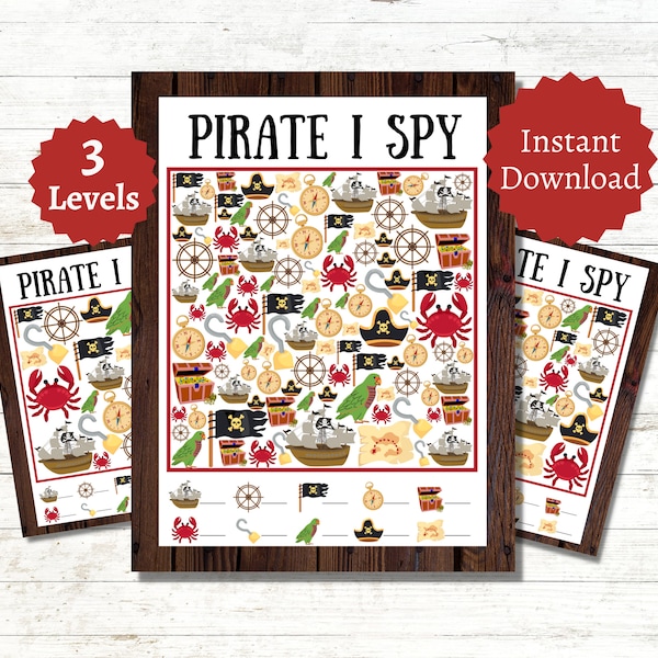 Pirate I Spy Game, Pirate Games Kids, Pirate Party Games, Pirate Party Printables
