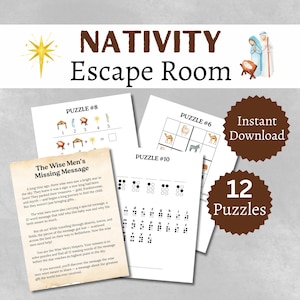 Nativity Escape Room for Kids, Christmas Bible Game for Kids and Families, Printable Nativity Puzzle Activity