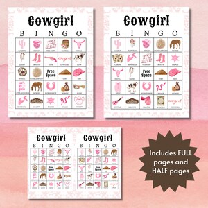 Cowgirl Bingo Cards, Pink Wild West Party Game, Printable Cowgirl ...