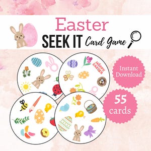 Juego de cartas "Búscalo" de Pascua, actividad imprimible de emparejamiento de primavera para niños y adolescentes, juego de fiesta familiar