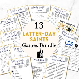 Latter-Day Saints Games, LDS Games for Kids, Teens, and Adults, Printable Church Activities Bundle